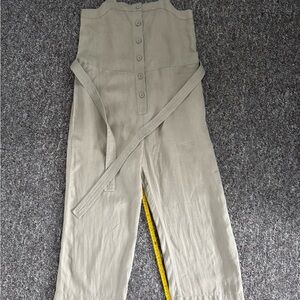 Everlane 100% Linen Long Sage Green Jumpsuit Womens Size 8